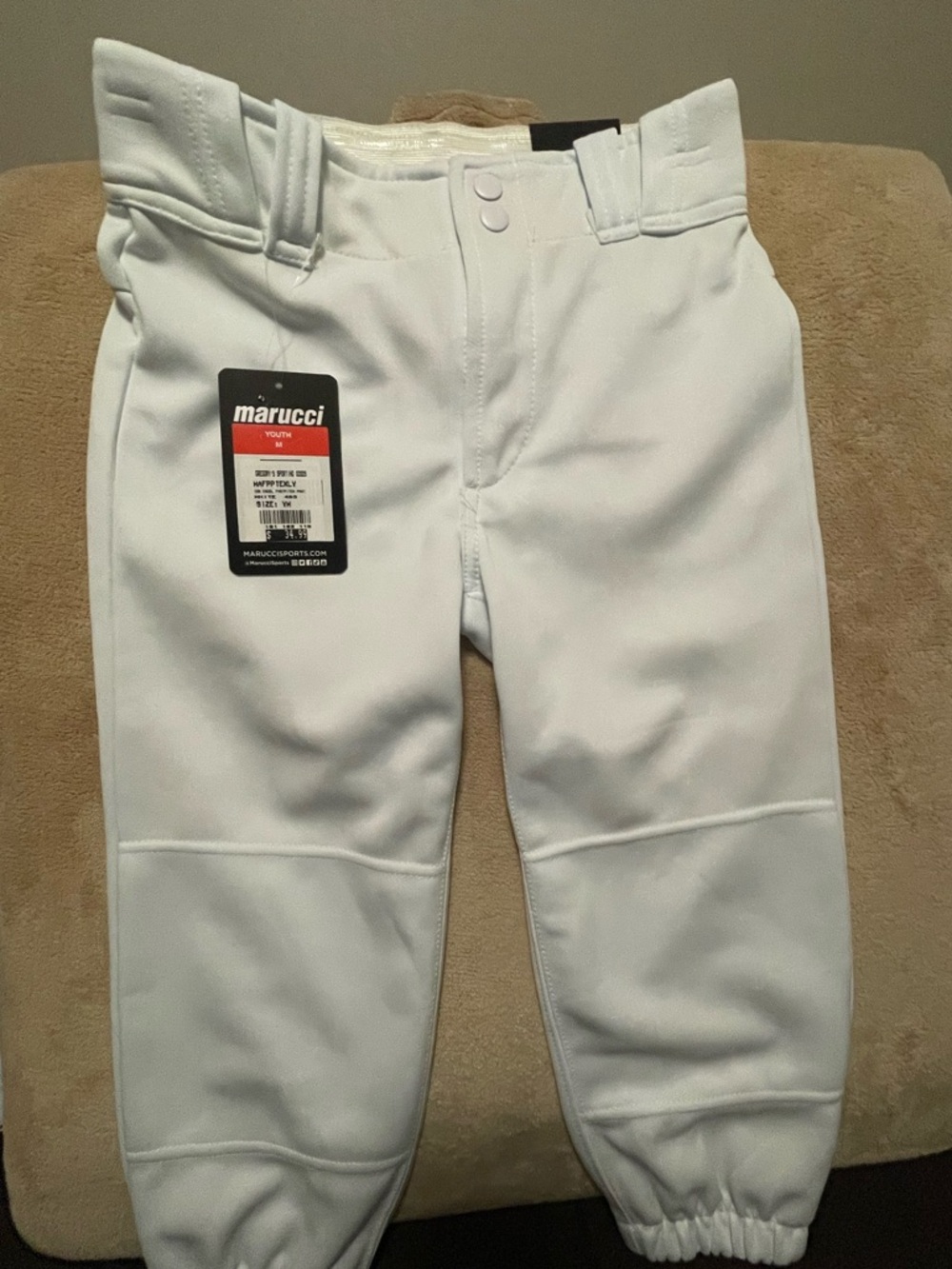 Marucci Kids' White Baseball Pants - Youth Stretch Athletic Bottoms